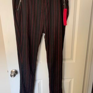 3X Skinny ankle length Pants Black w/ red stripes